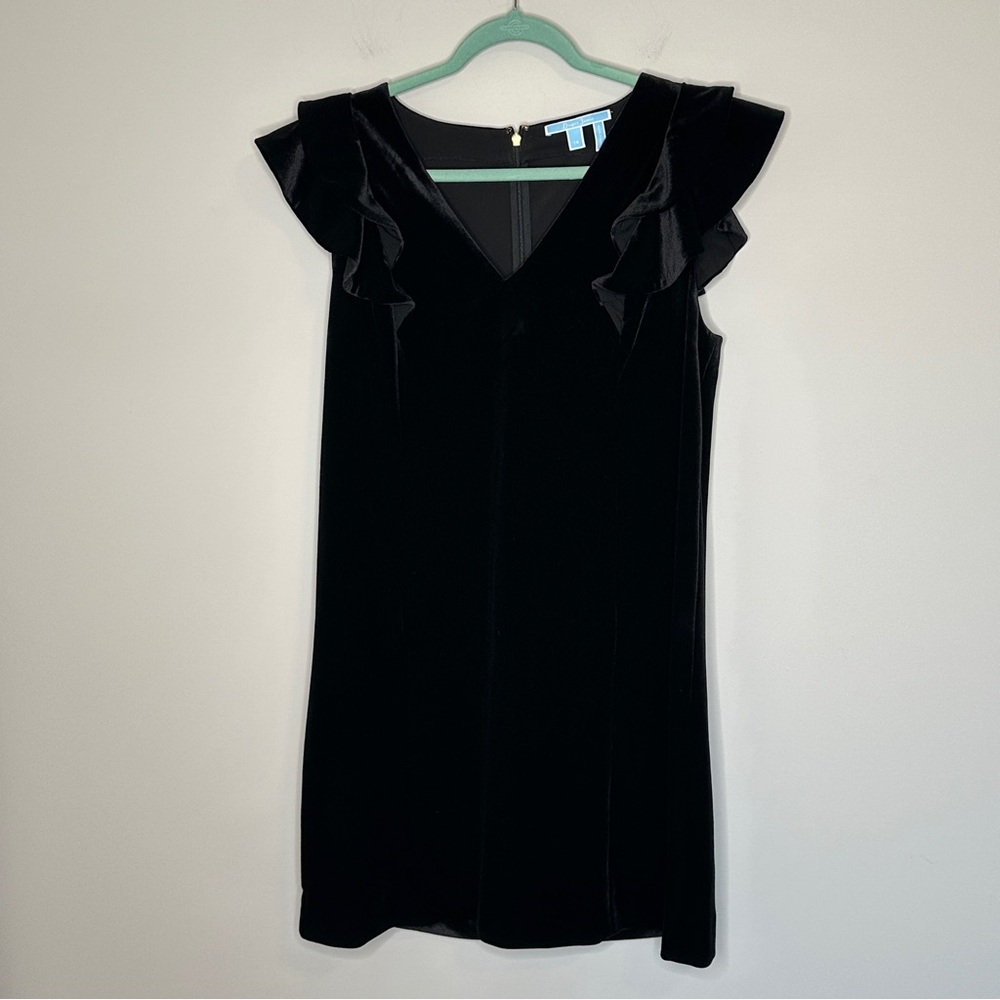 Draper James Black Mini Dress with Ruffle Sleeves Size‎ 14 Whimsigoth Preppy